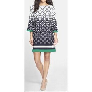 Eliza J Women Dress‎ 3/4 Sleeve Shift Knee Length Plus Size 22W Geometric Preppy